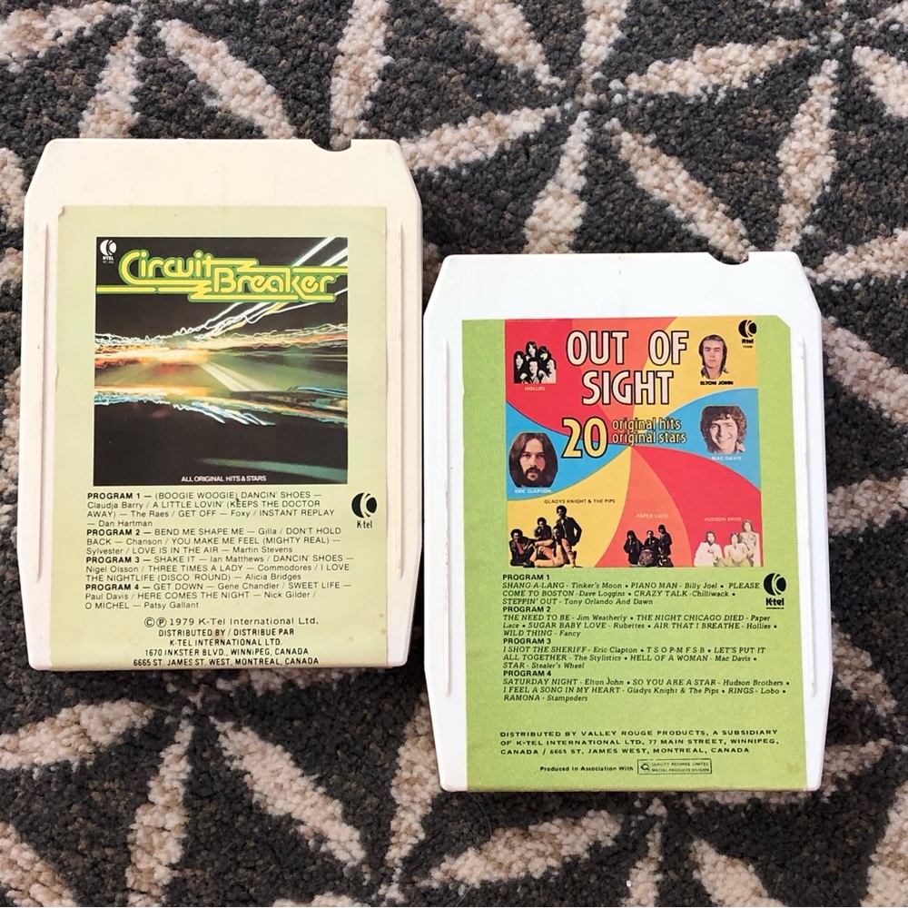 70's K-Tel "Circuit Breaker" and "Out of Sight" 8-Tracks - K-tel 8-Track Tapes